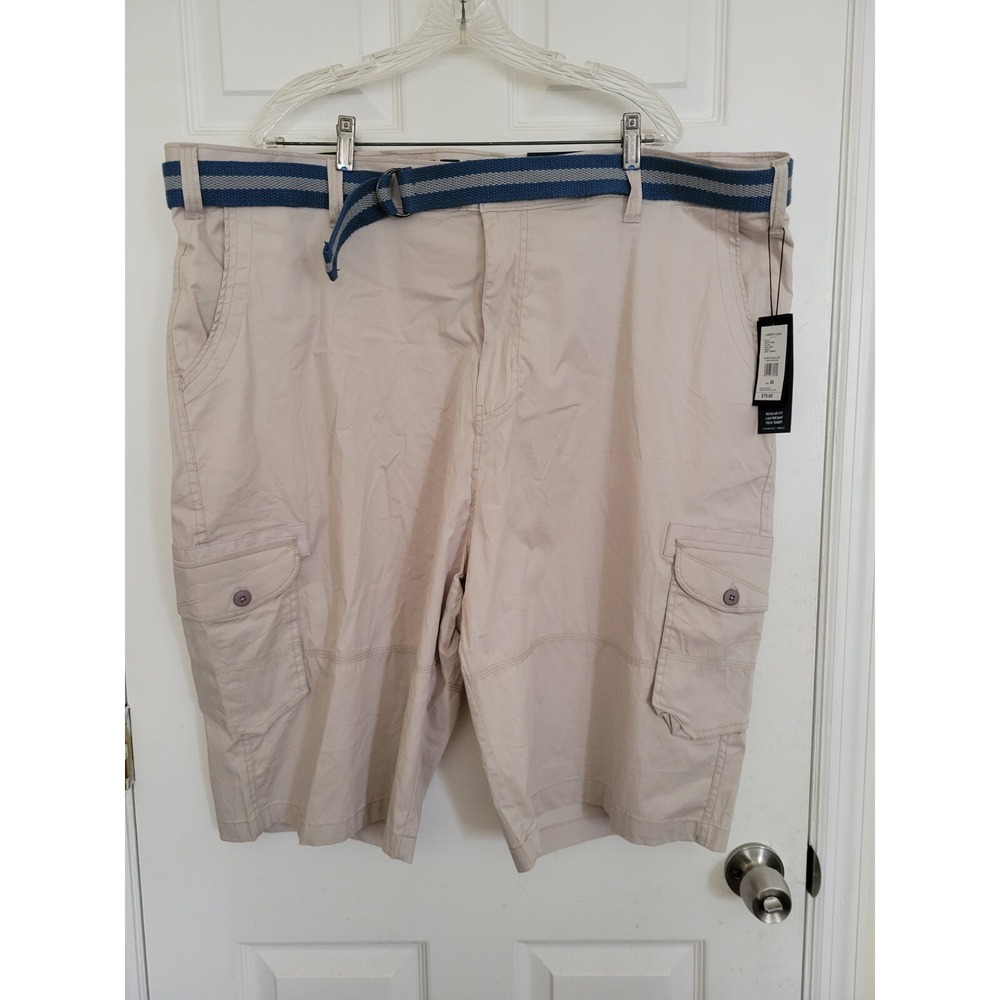 Kenneth Cole Shorts Men 48 Tech Cargo Regular Fit Stretch Lightweight Light Gray